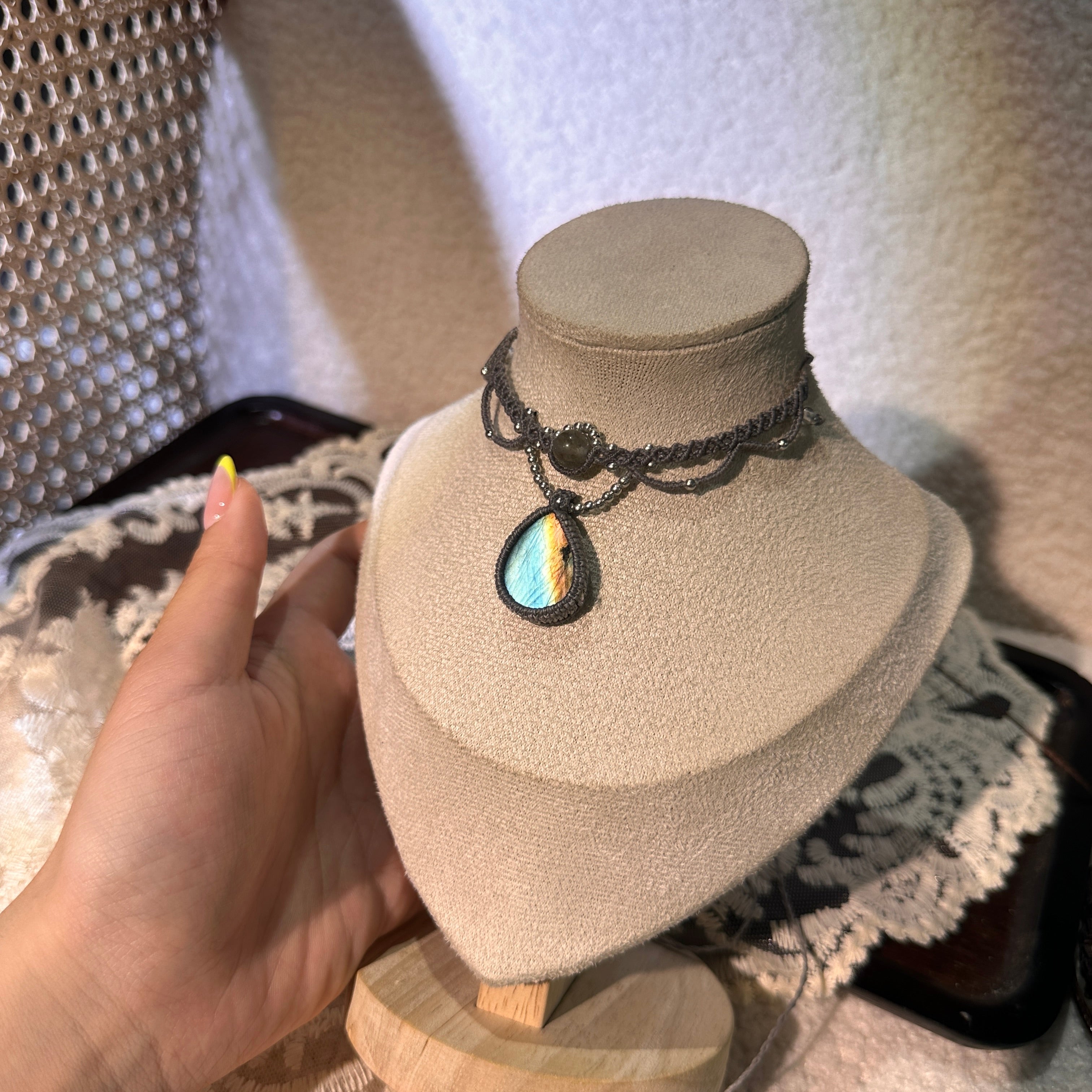 Blue Labradorite Teardrop Necklace • Only One Available