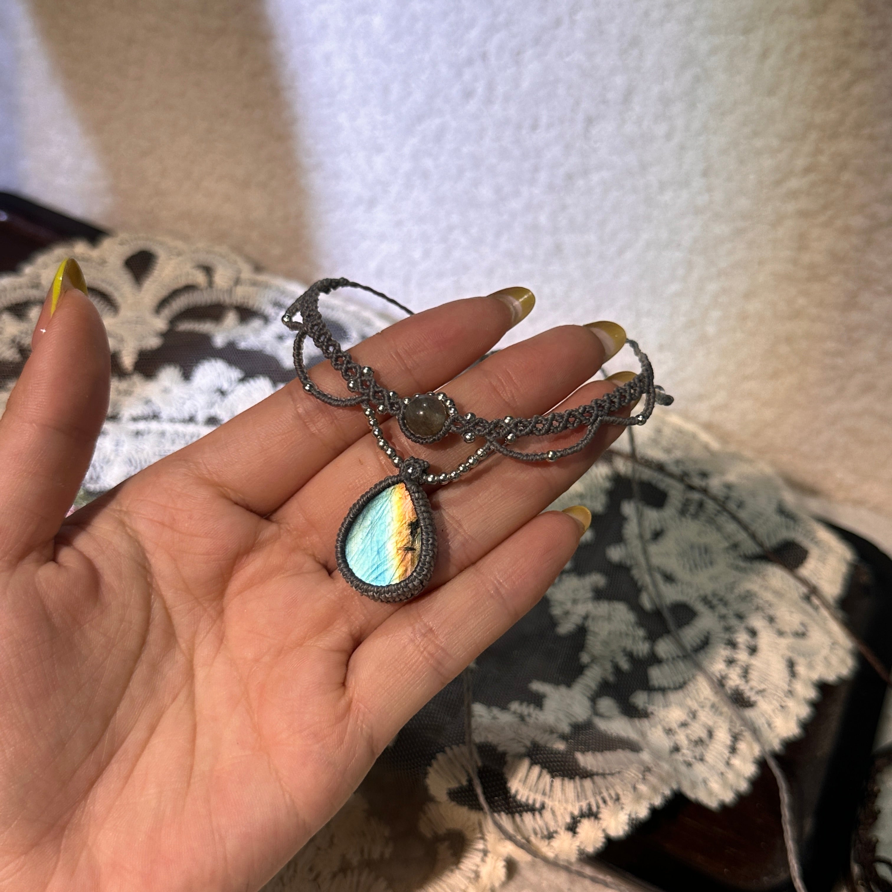 Blue Labradorite Teardrop Necklace • Only One Available