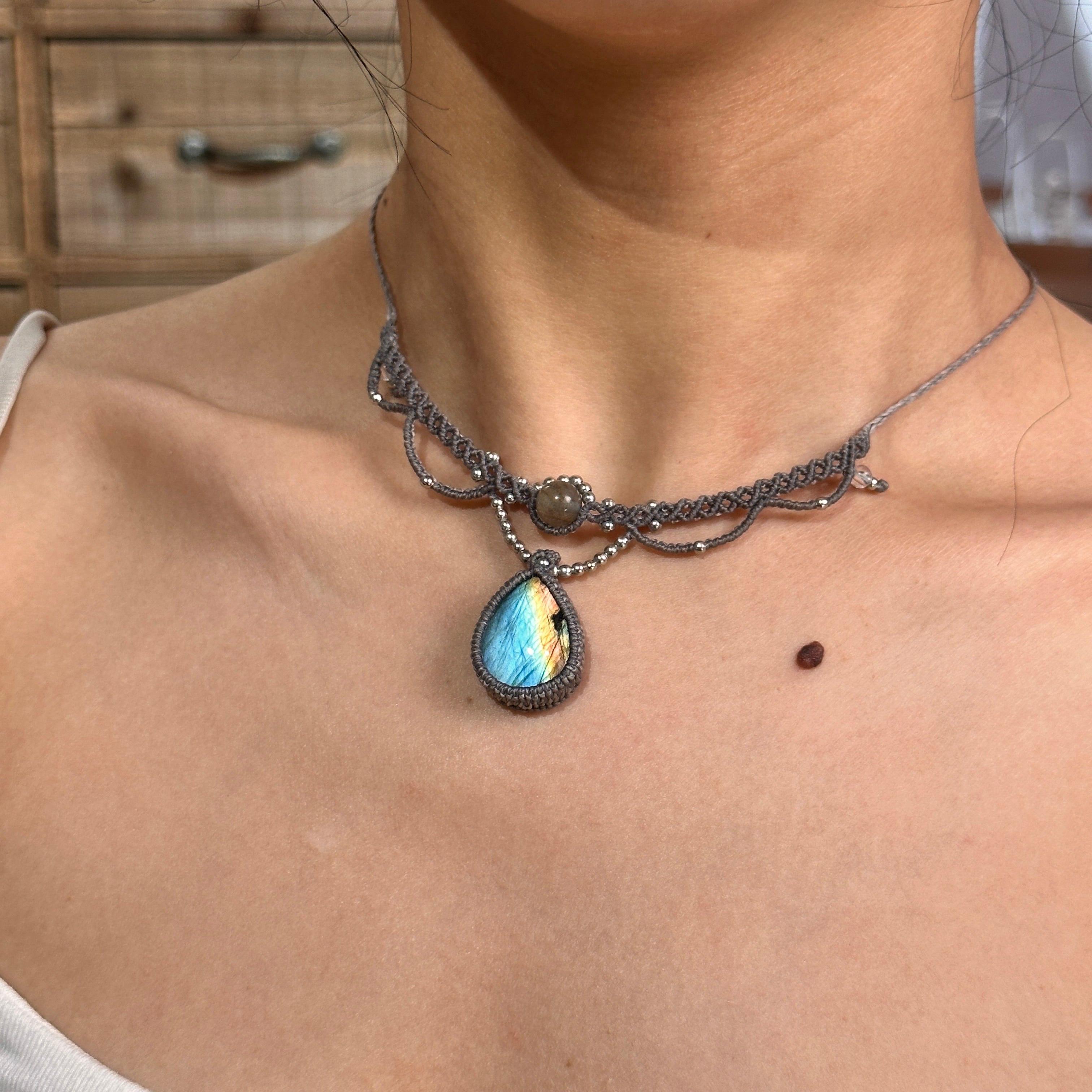 Blue Labradorite Teardrop Necklace • Only One Available