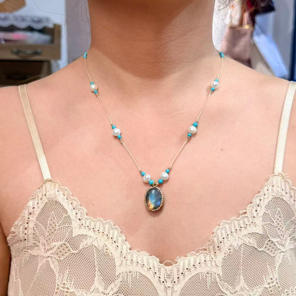 Labradorite & Pearl Long Necklace · Only One Available
