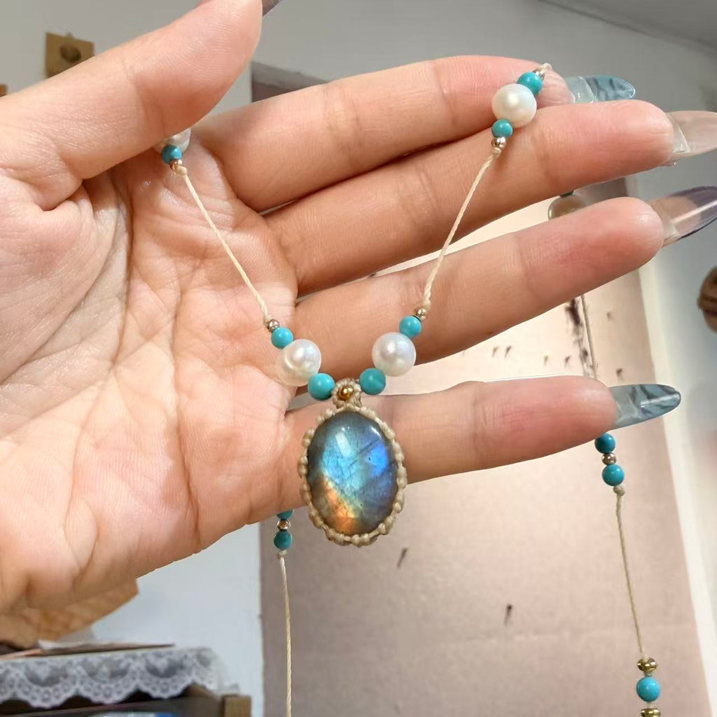 Labradorite & Pearl Long Necklace · Only One Available