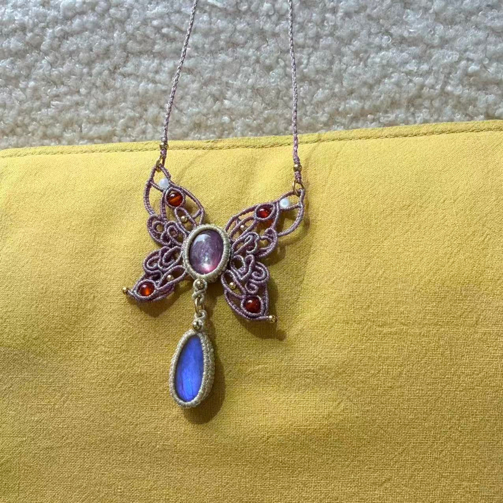 Butterfly style labradorite & lepidolite necklace · One of a kind only