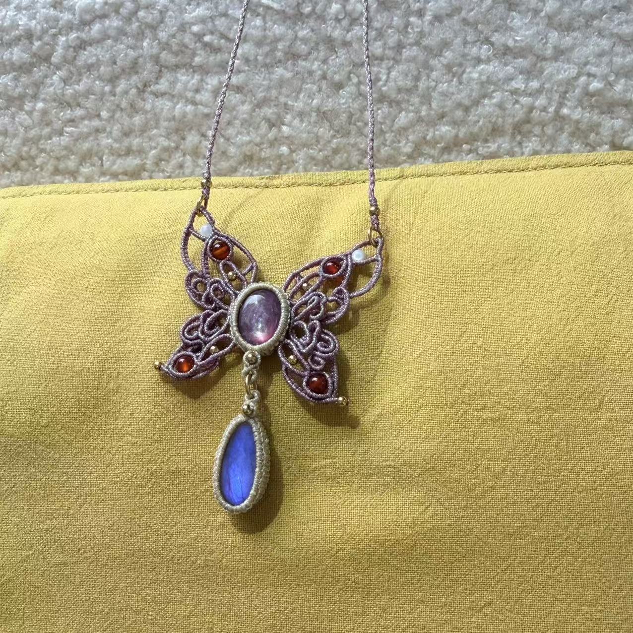 Butterfly style labradorite & lepidolite necklace · One of a kind only