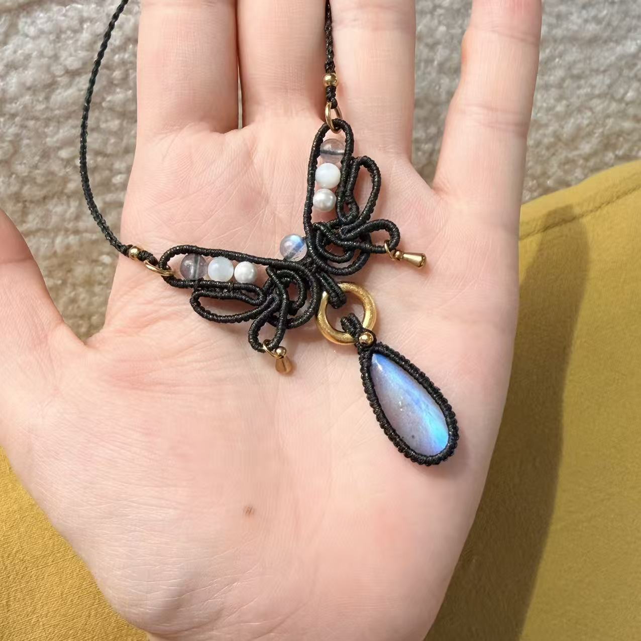 Black butterfly labradorite necklace · One of a kind only