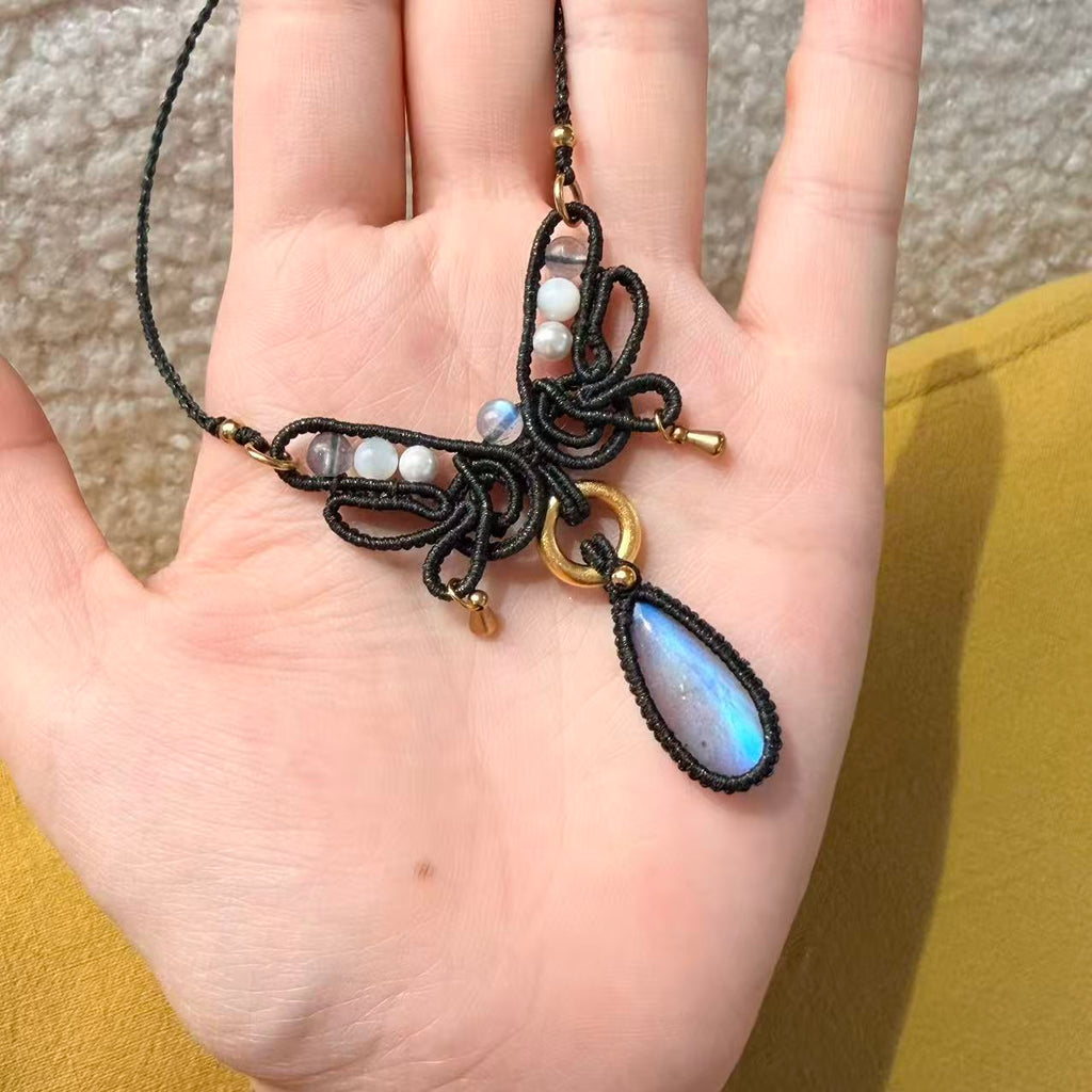 Black butterfly labradorite necklace · One of a kind only