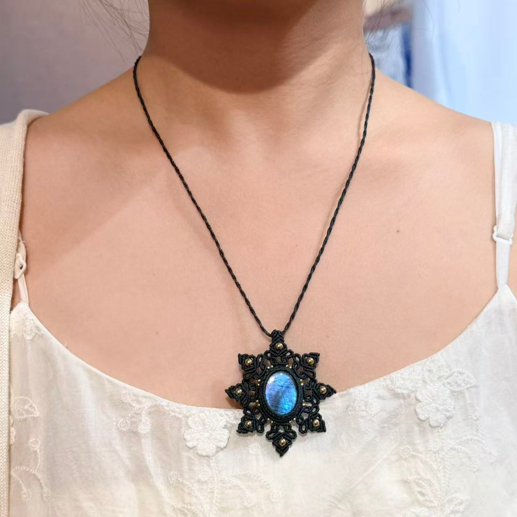 Snowflake design long labradorite necklace · One of a kind only