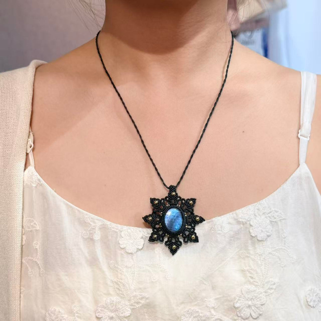 Snowflake design long labradorite necklace · One of a kind only