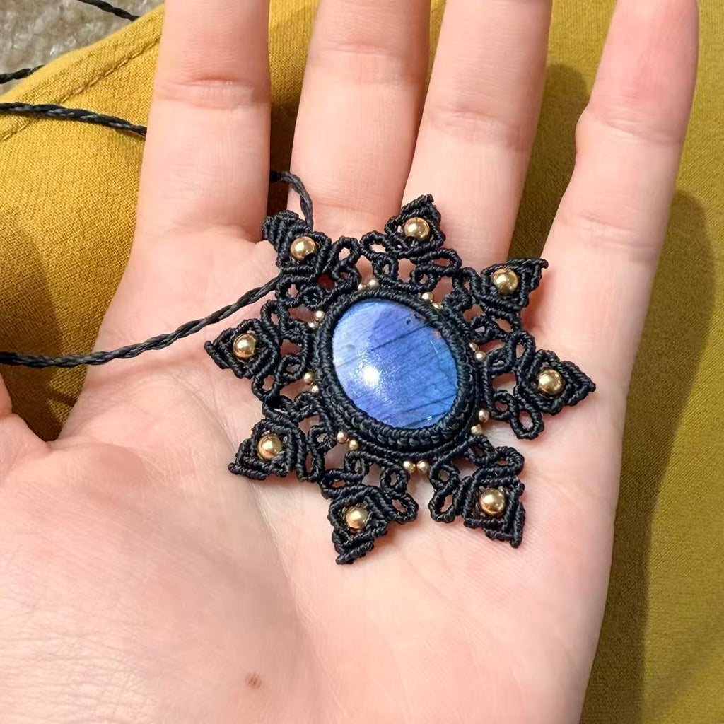 Snowflake design long labradorite necklace · One of a kind only