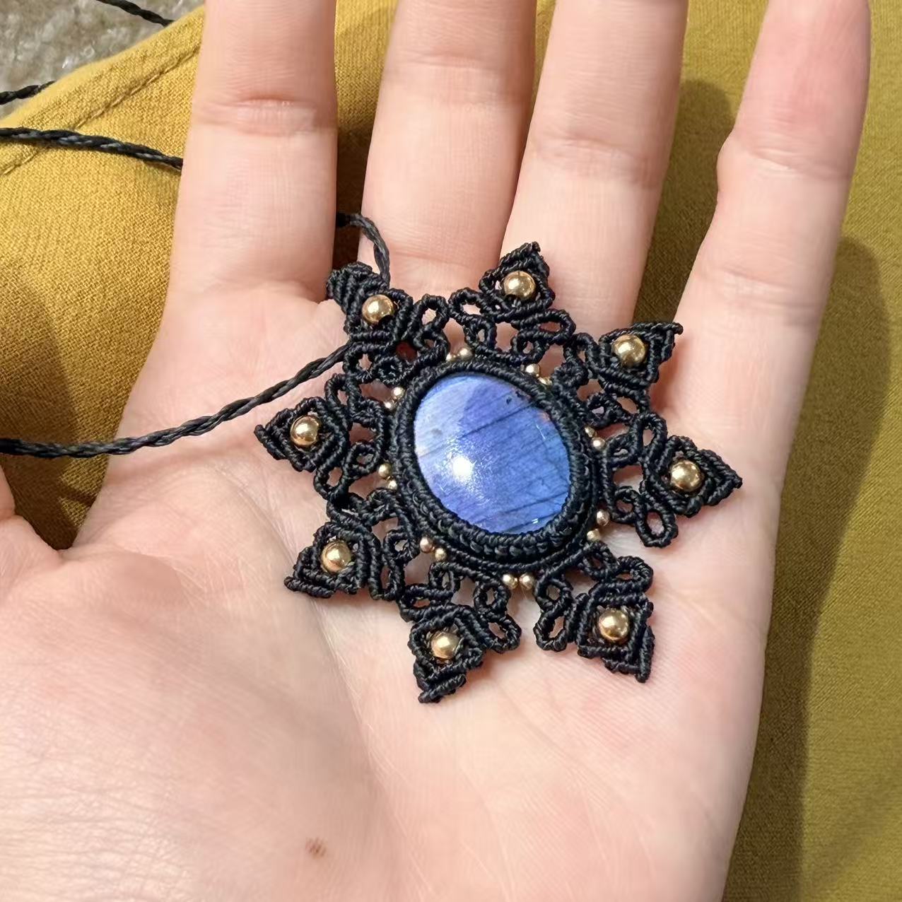 Snowflake design long labradorite necklace · One of a kind only