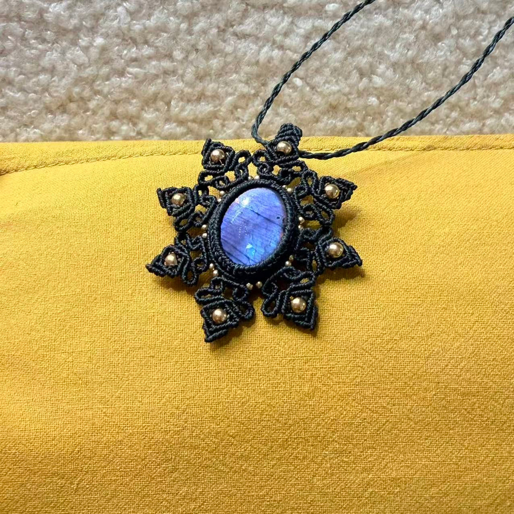 Snowflake design long labradorite necklace · One of a kind only