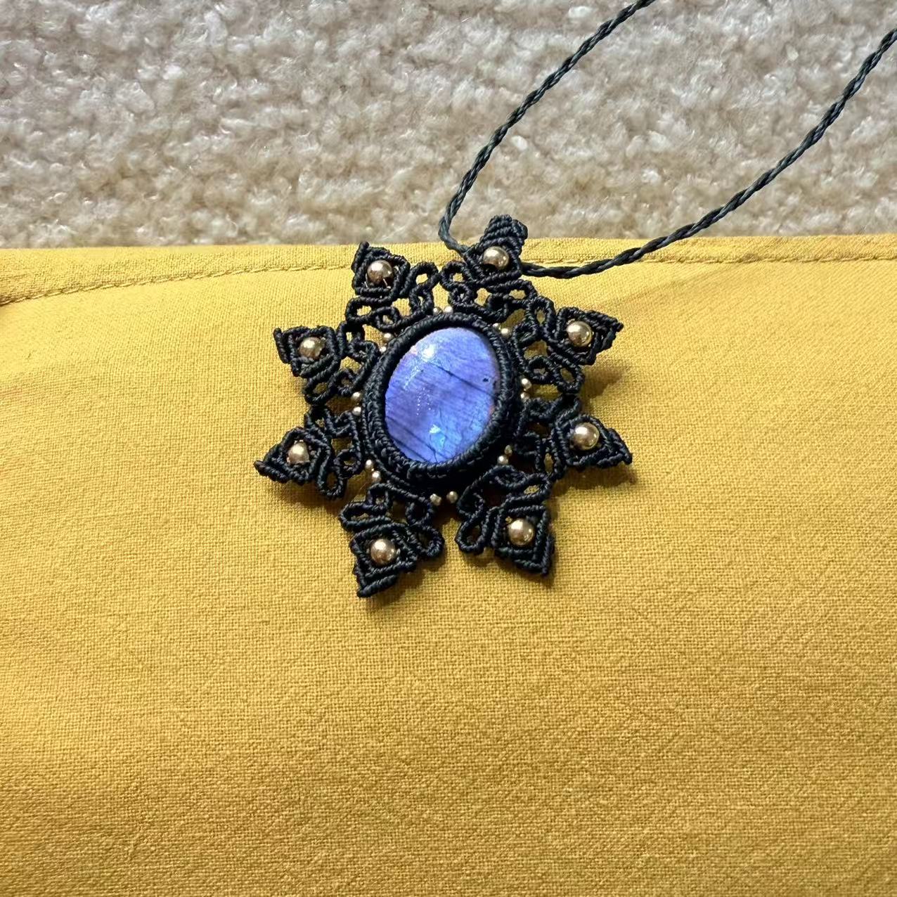 Snowflake design long labradorite necklace · One of a kind only