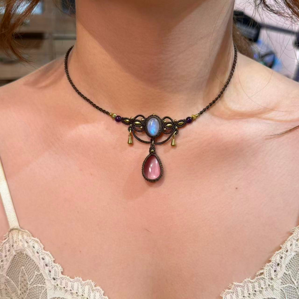 Moonstone & Amethyst Necklace, One of a Kind