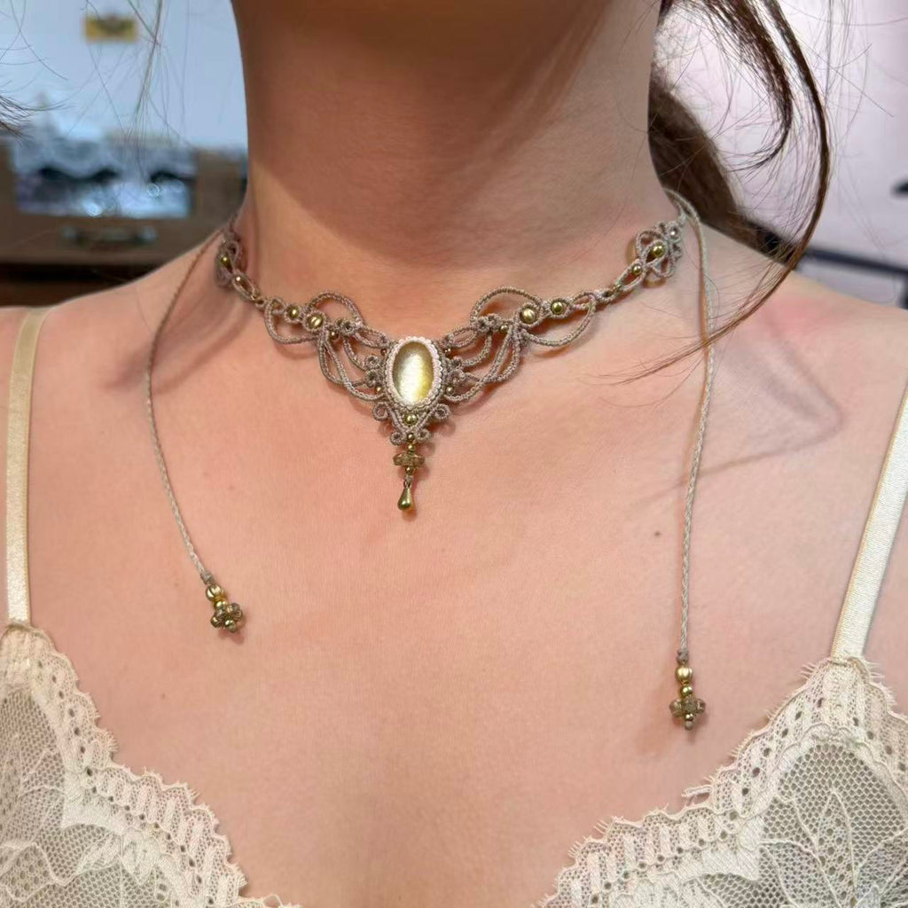 Golden Lepidolite Necklace, Only One Piece