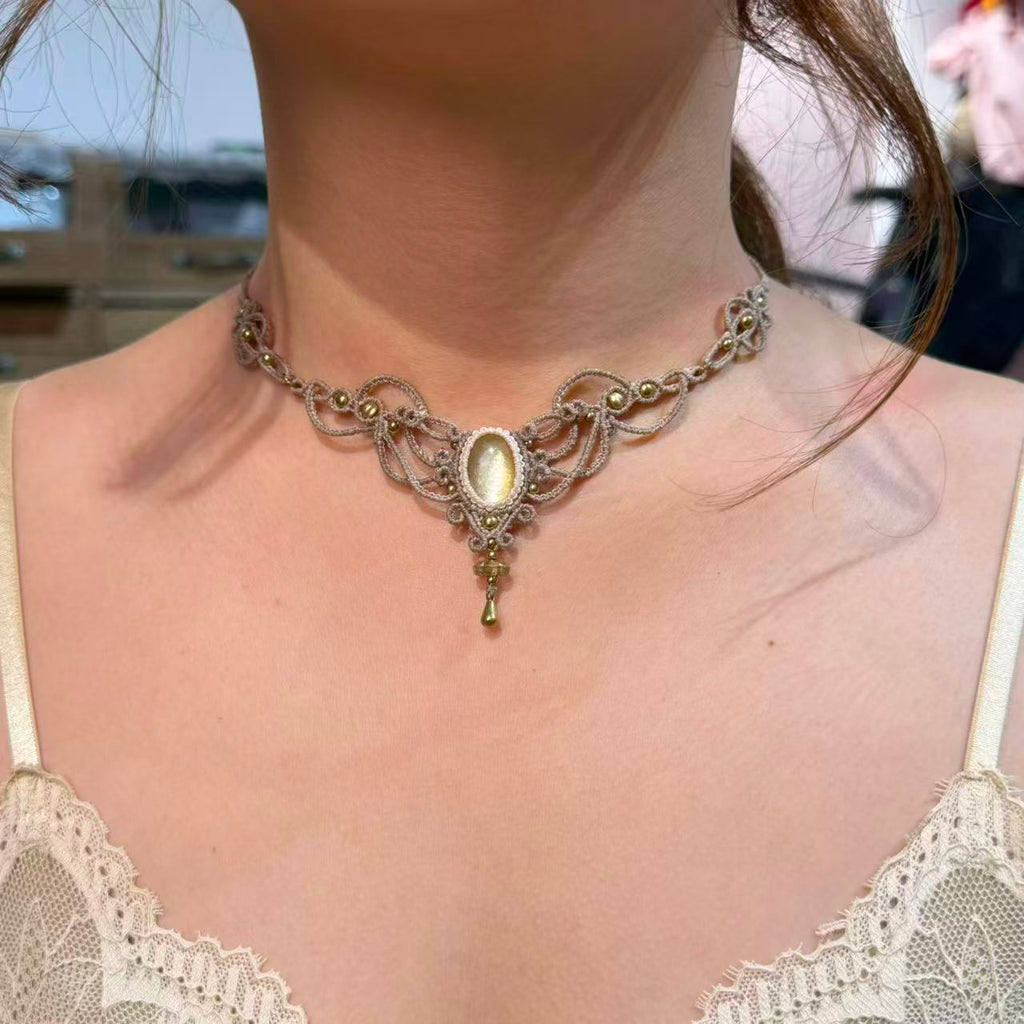 Golden Lepidolite Necklace, Only One Piece