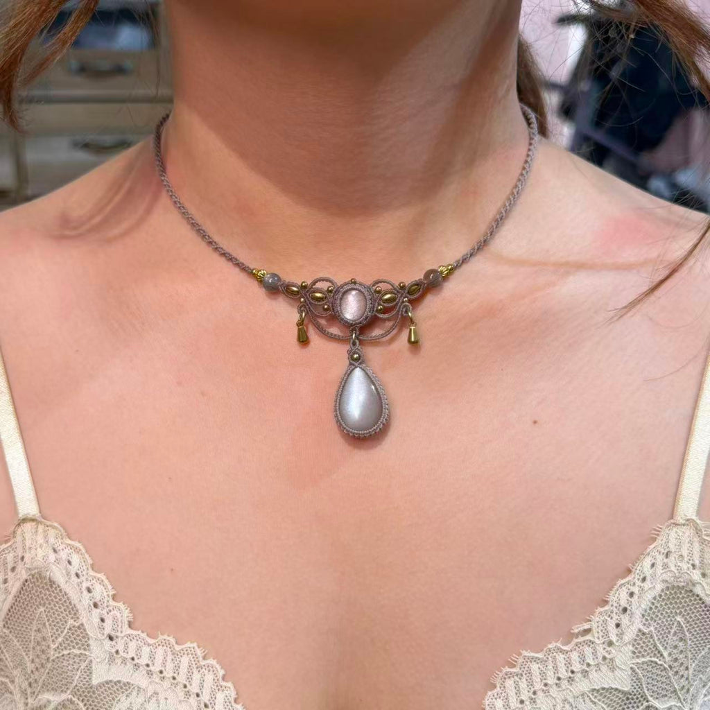 Orange Moonstone Necklace, Only One Piece