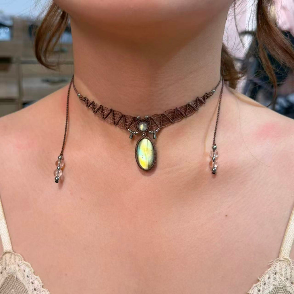 Yellow-Green Labradorite Necklace