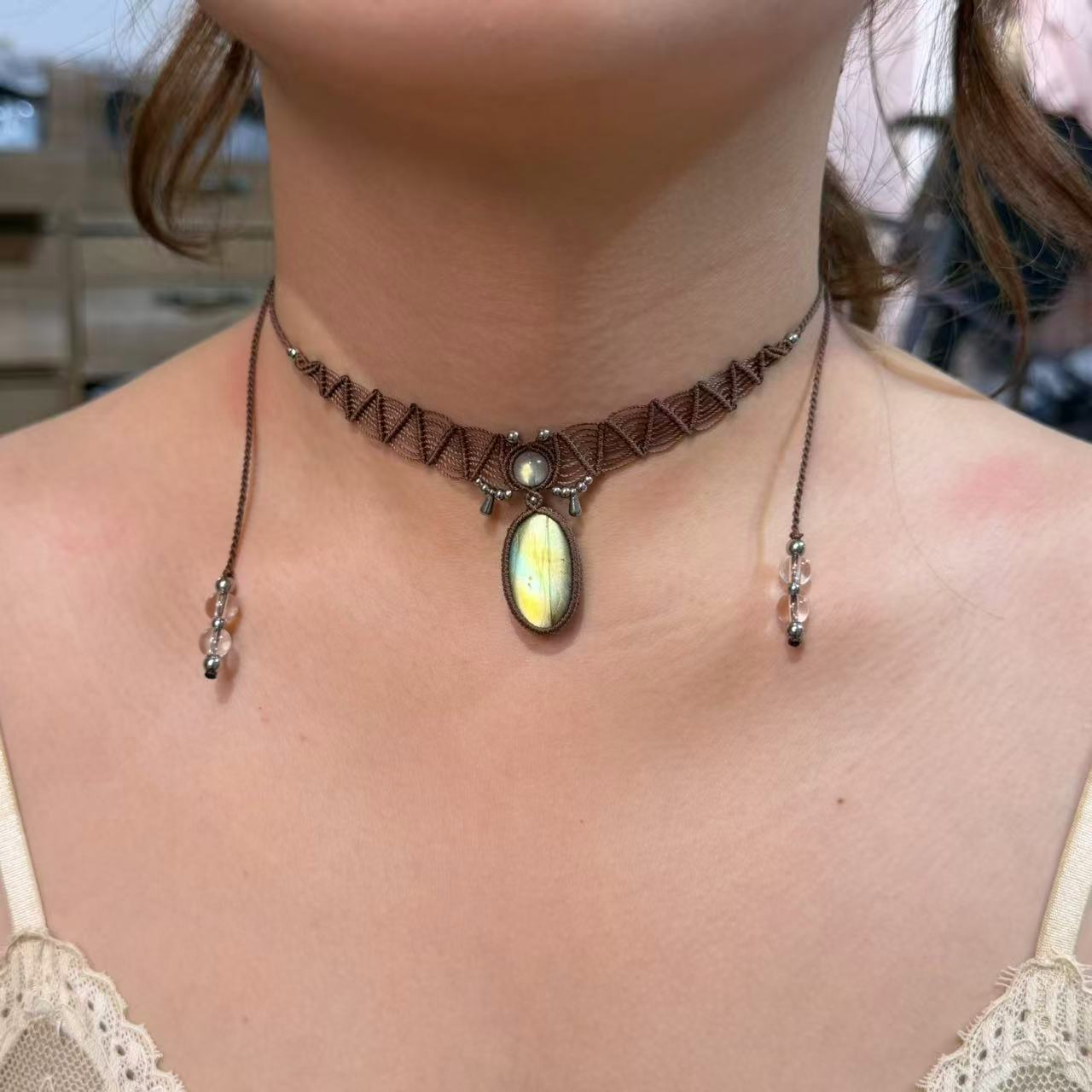 Yellow-Green Labradorite Necklace