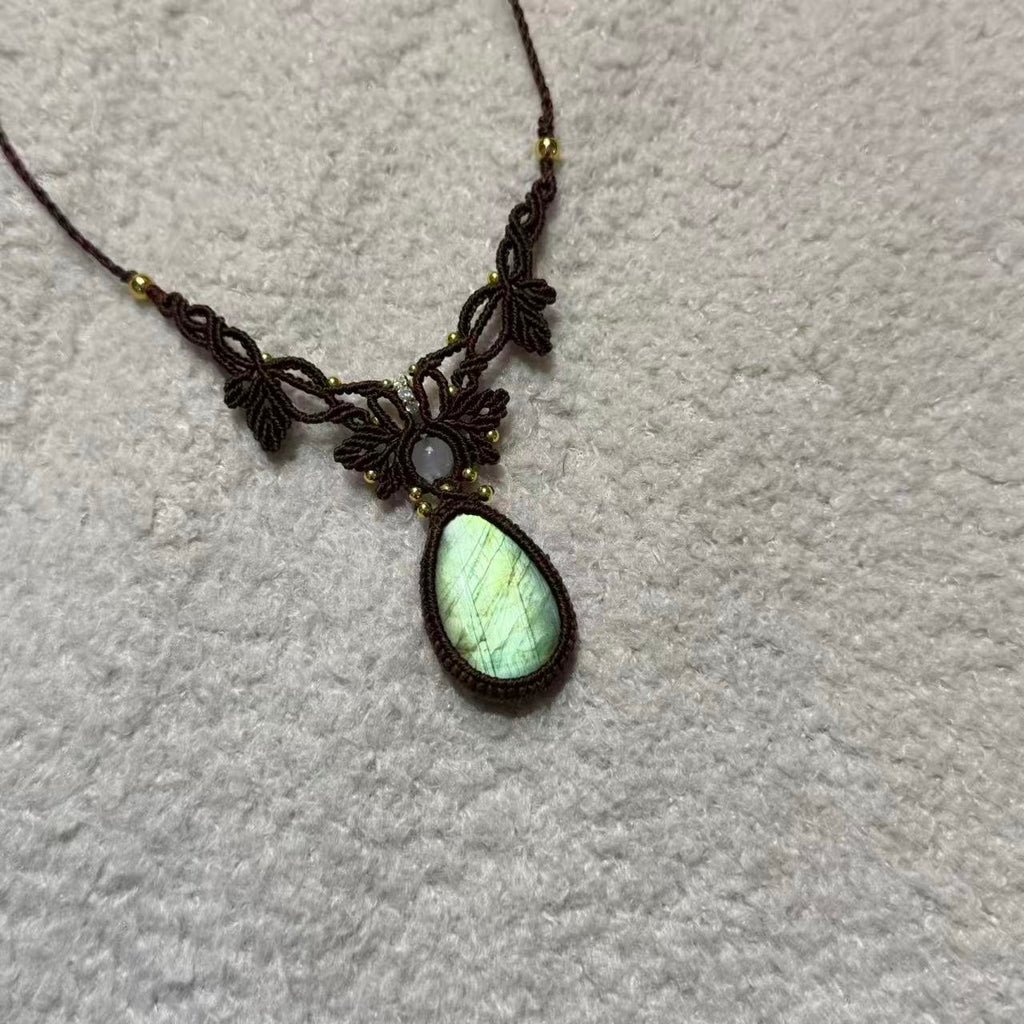 Green Labradorite Necklace, Only One Piece