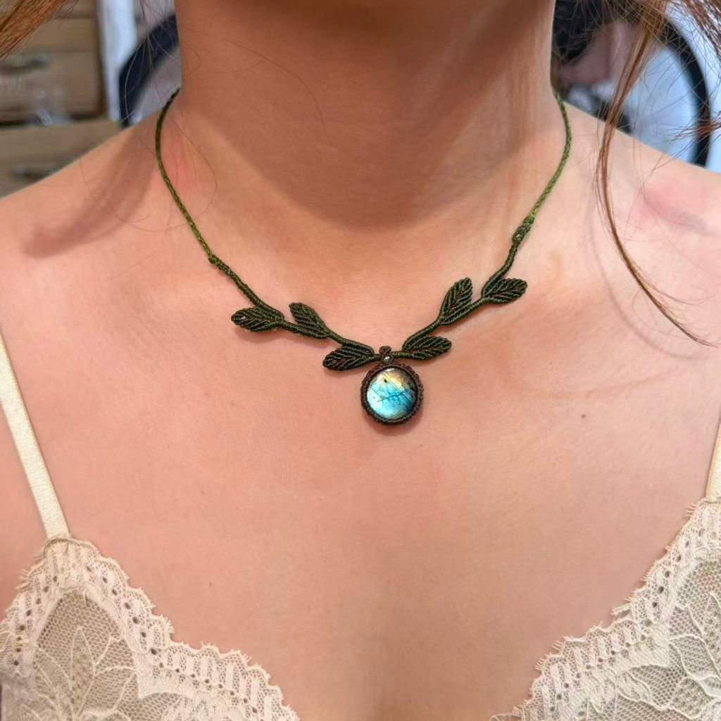 Necklace crafted with leaf weaving design