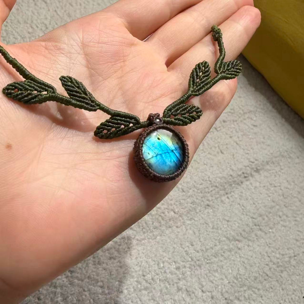 Necklace crafted with leaf weaving design