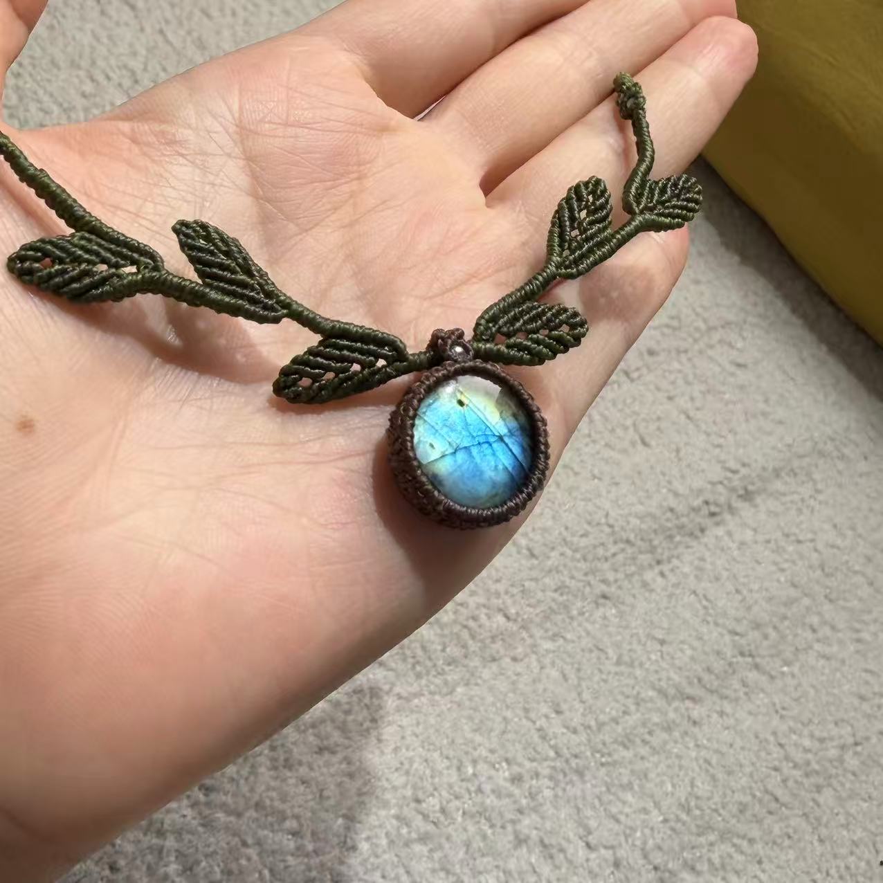 Necklace crafted with leaf weaving design