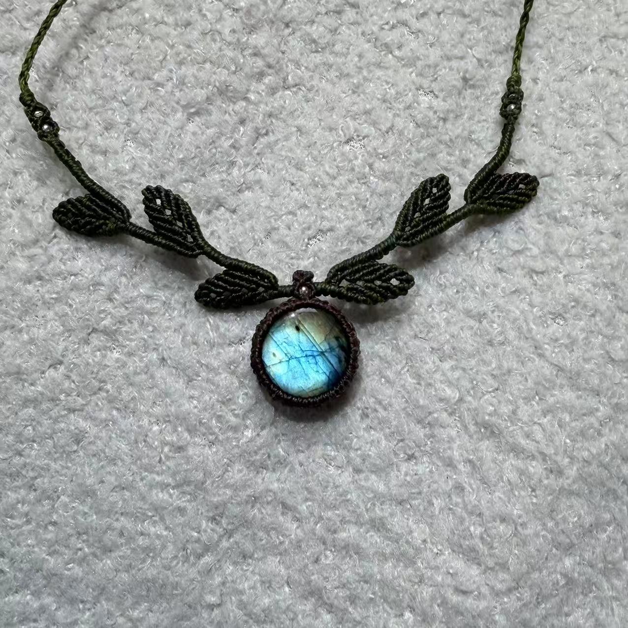 Necklace crafted with leaf weaving design