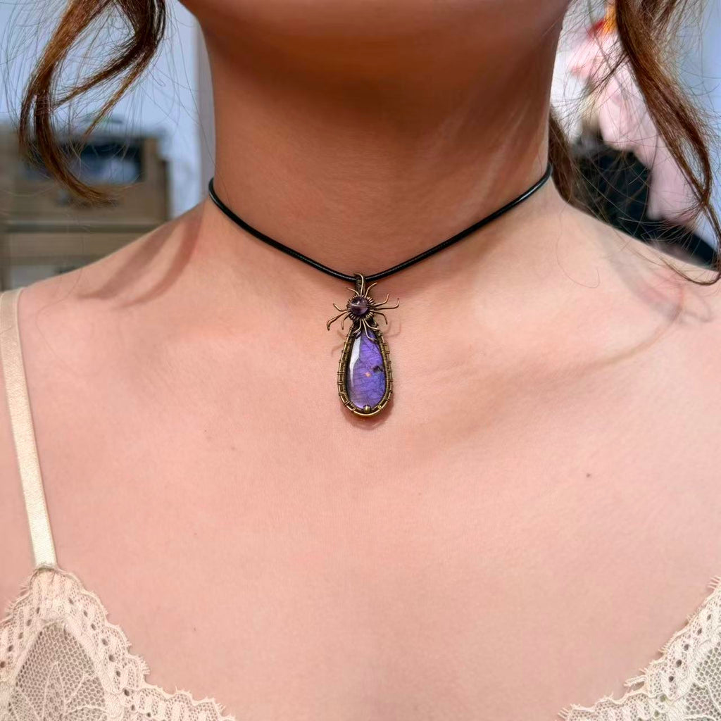 Copper Woven Purple Labradorite Necklace, Only One Piece