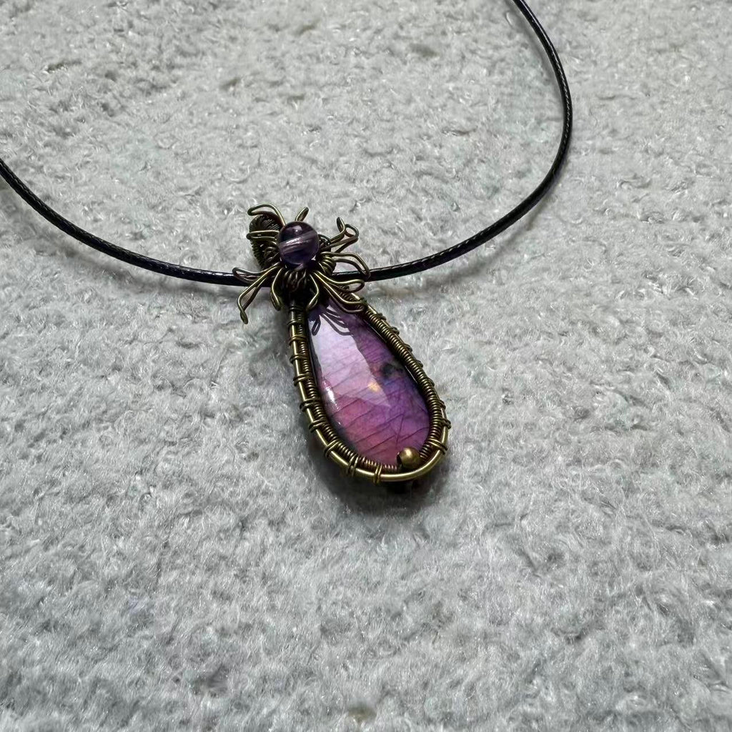 Copper Woven Purple Labradorite Necklace, Only One Piece