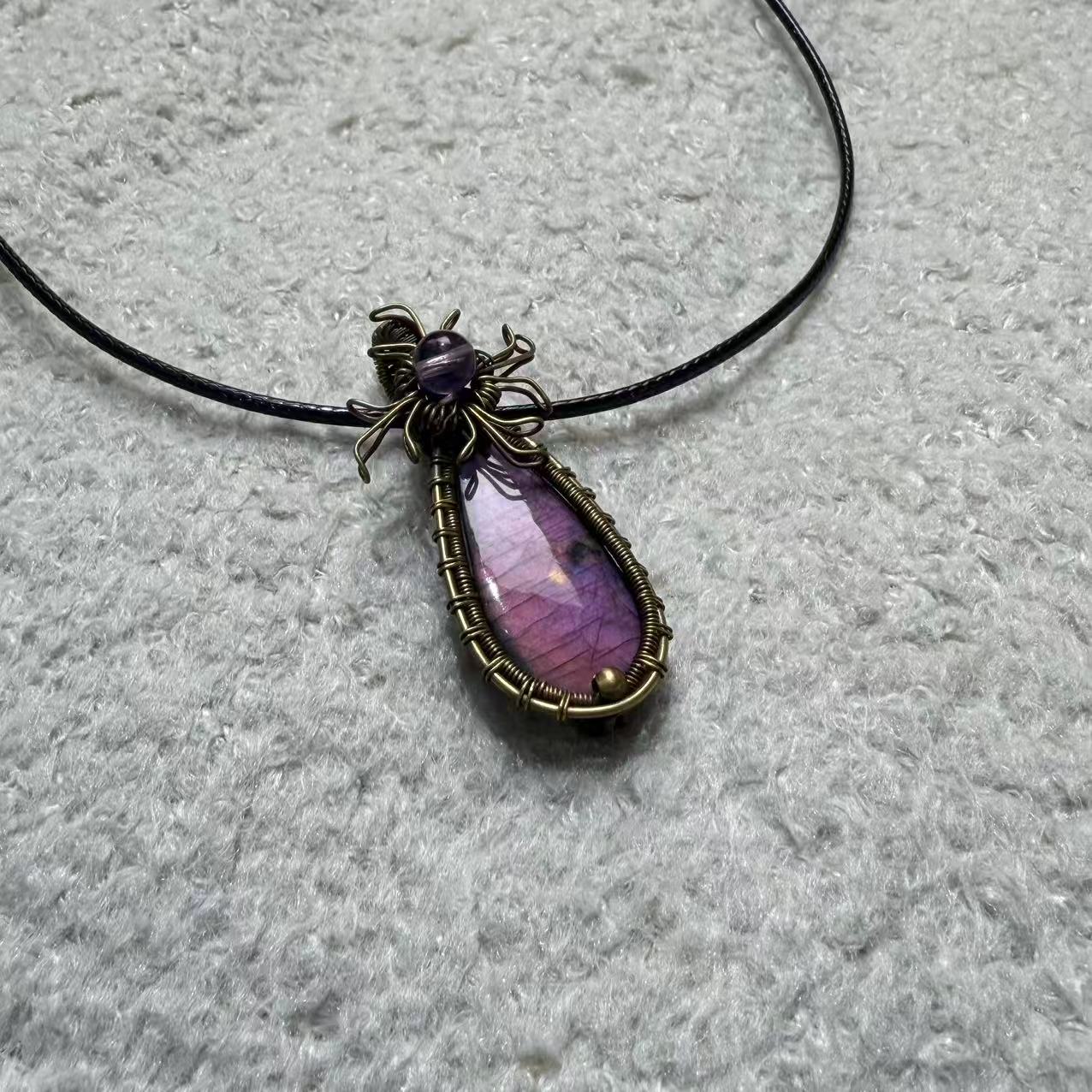 Copper Woven Purple Labradorite Necklace, Only One Piece