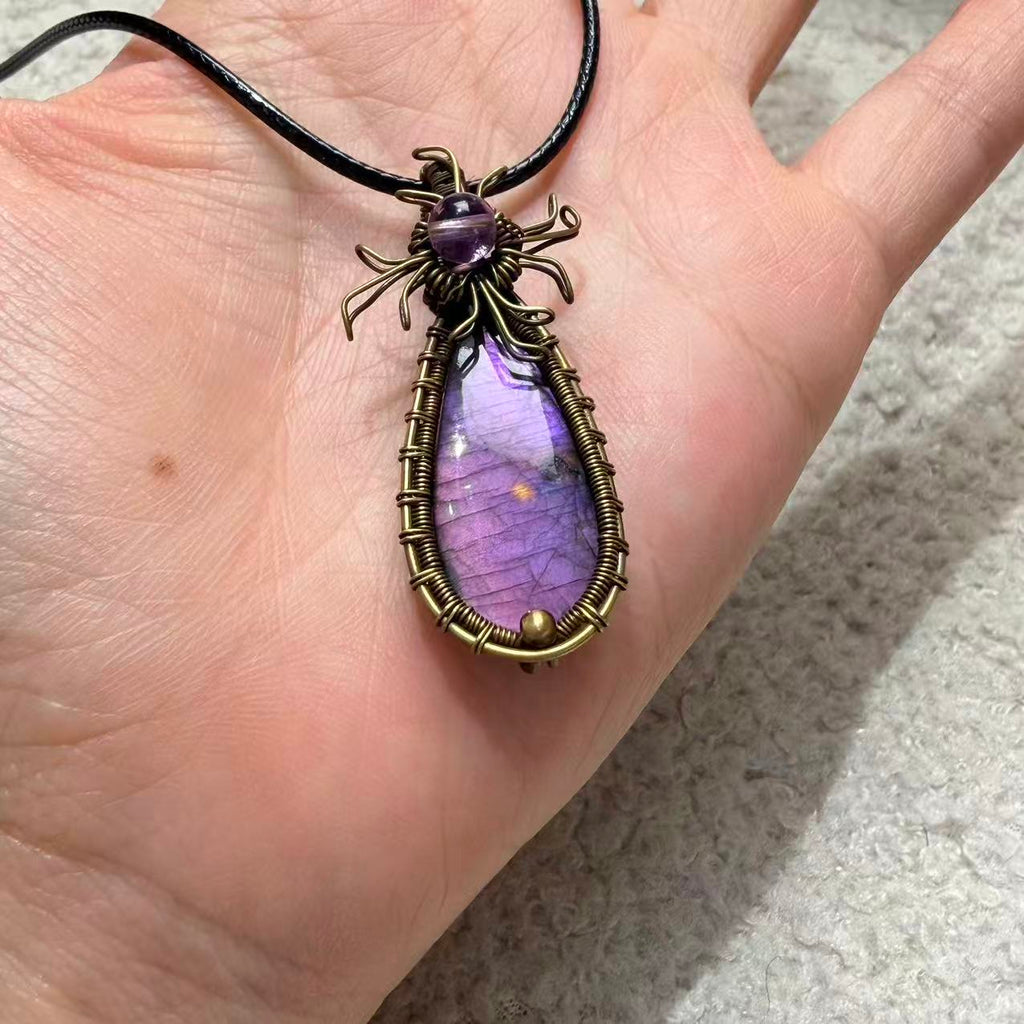 Copper Woven Purple Labradorite Necklace, Only One Piece