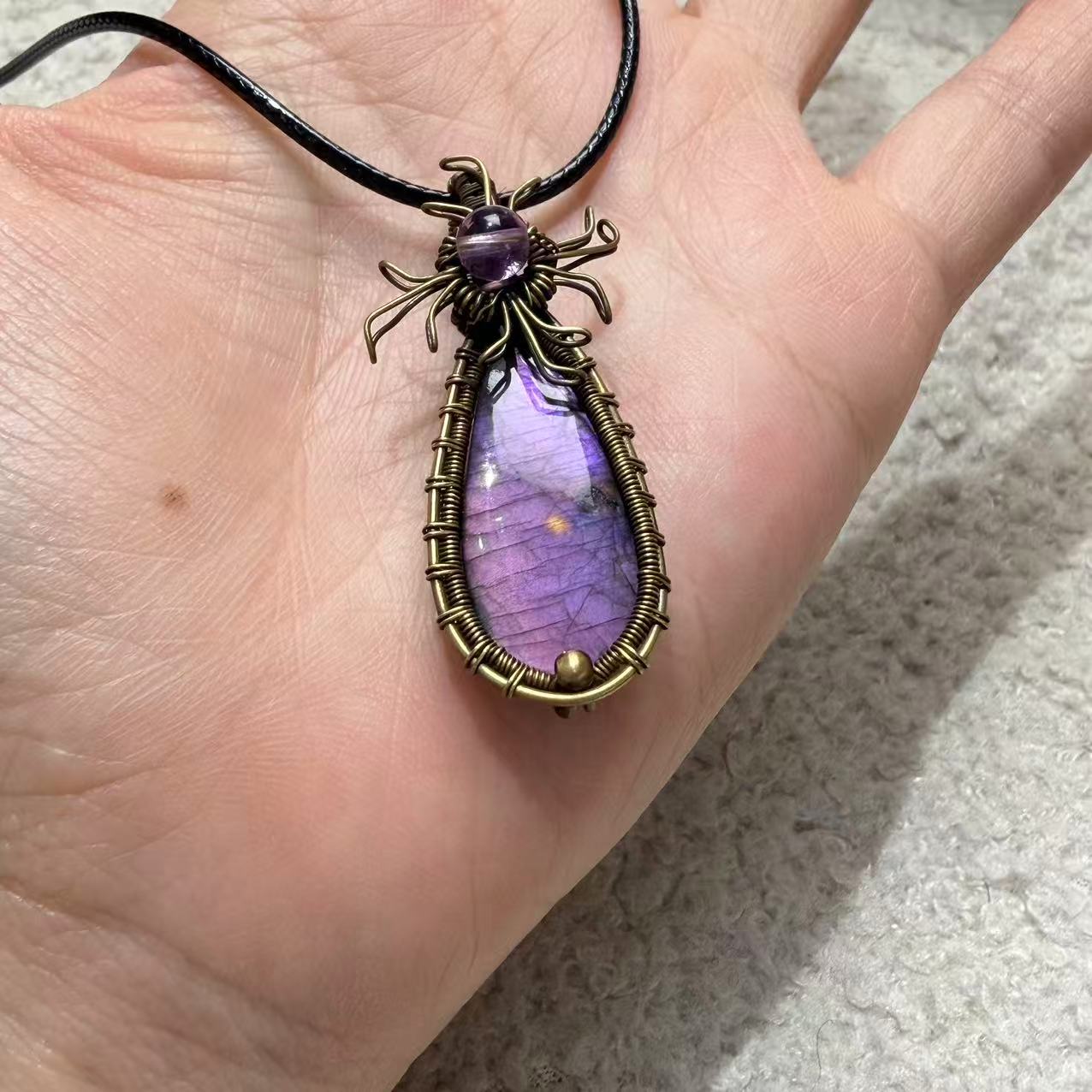 Copper Woven Purple Labradorite Necklace, Only One Piece