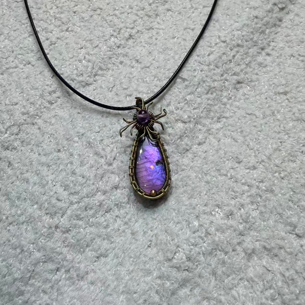Copper Woven Purple Labradorite Necklace, Only One Piece