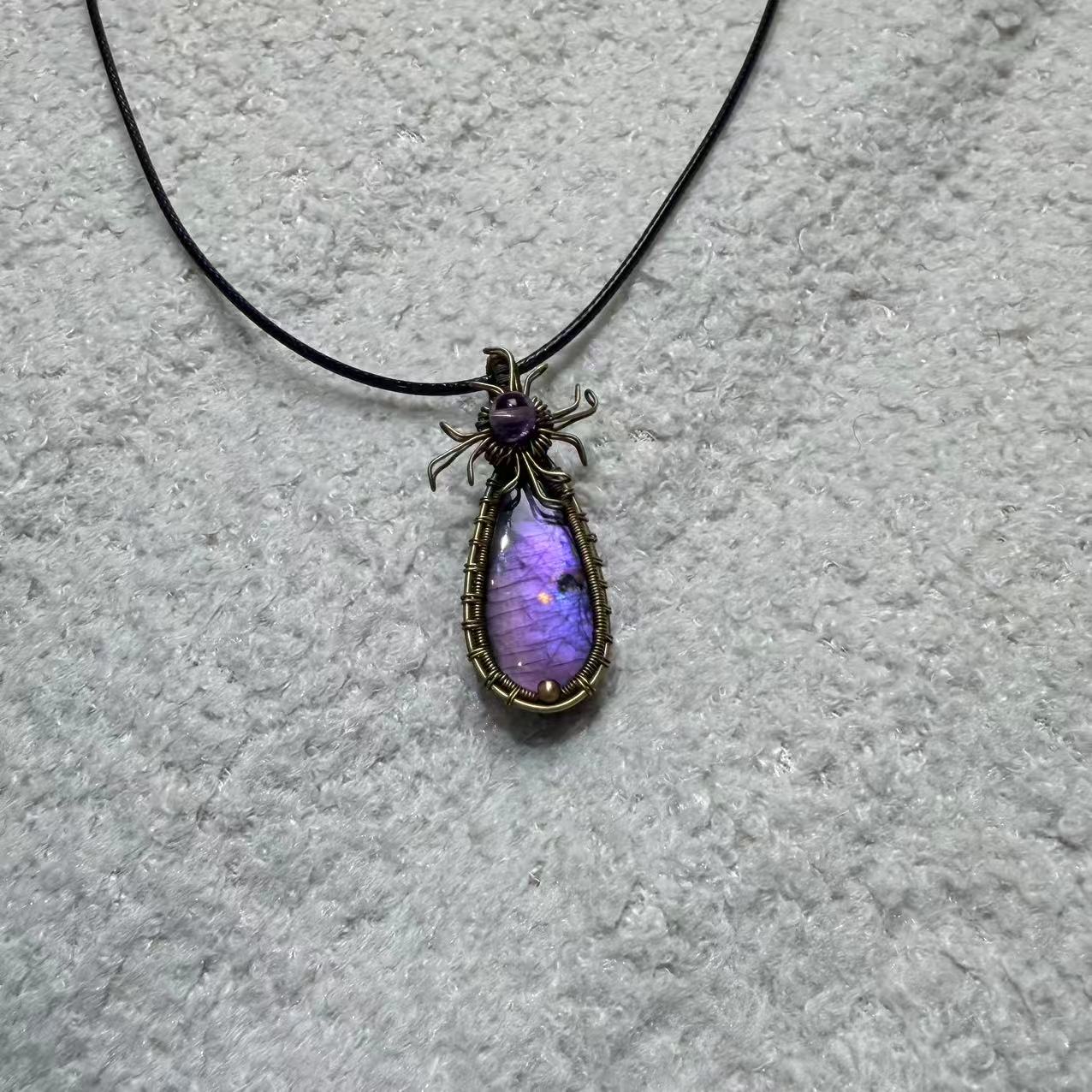 Copper Woven Purple Labradorite Necklace, Only One Piece