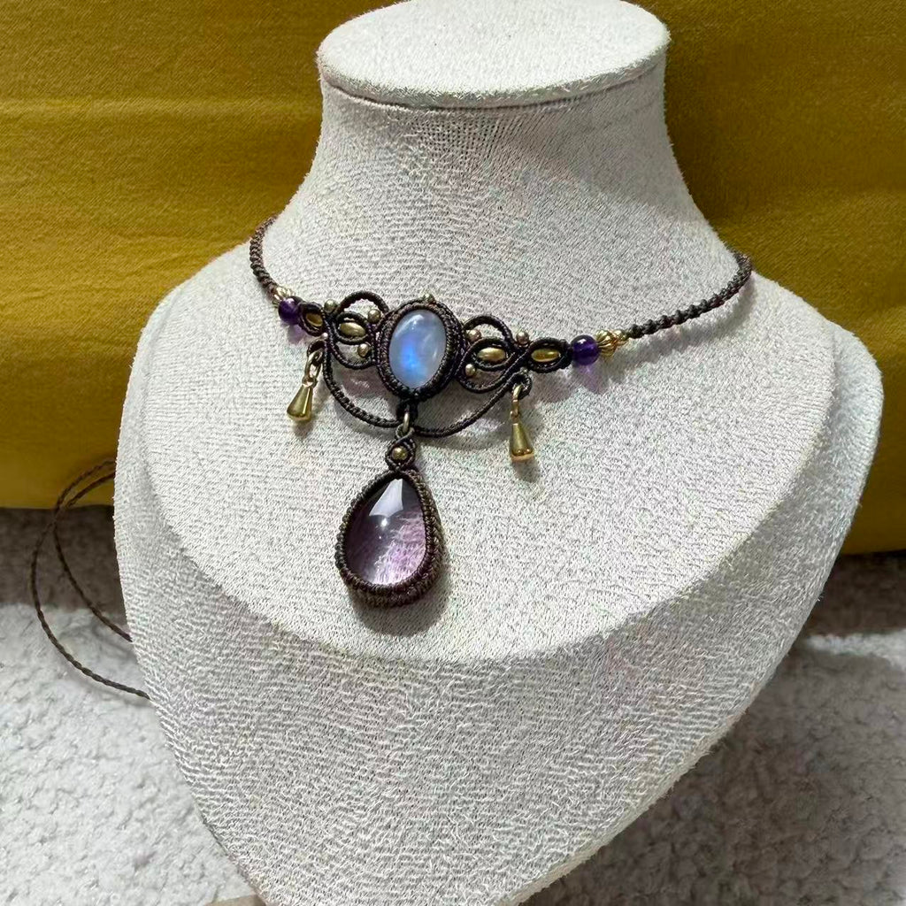Moonstone & Amethyst Necklace, One of a Kind