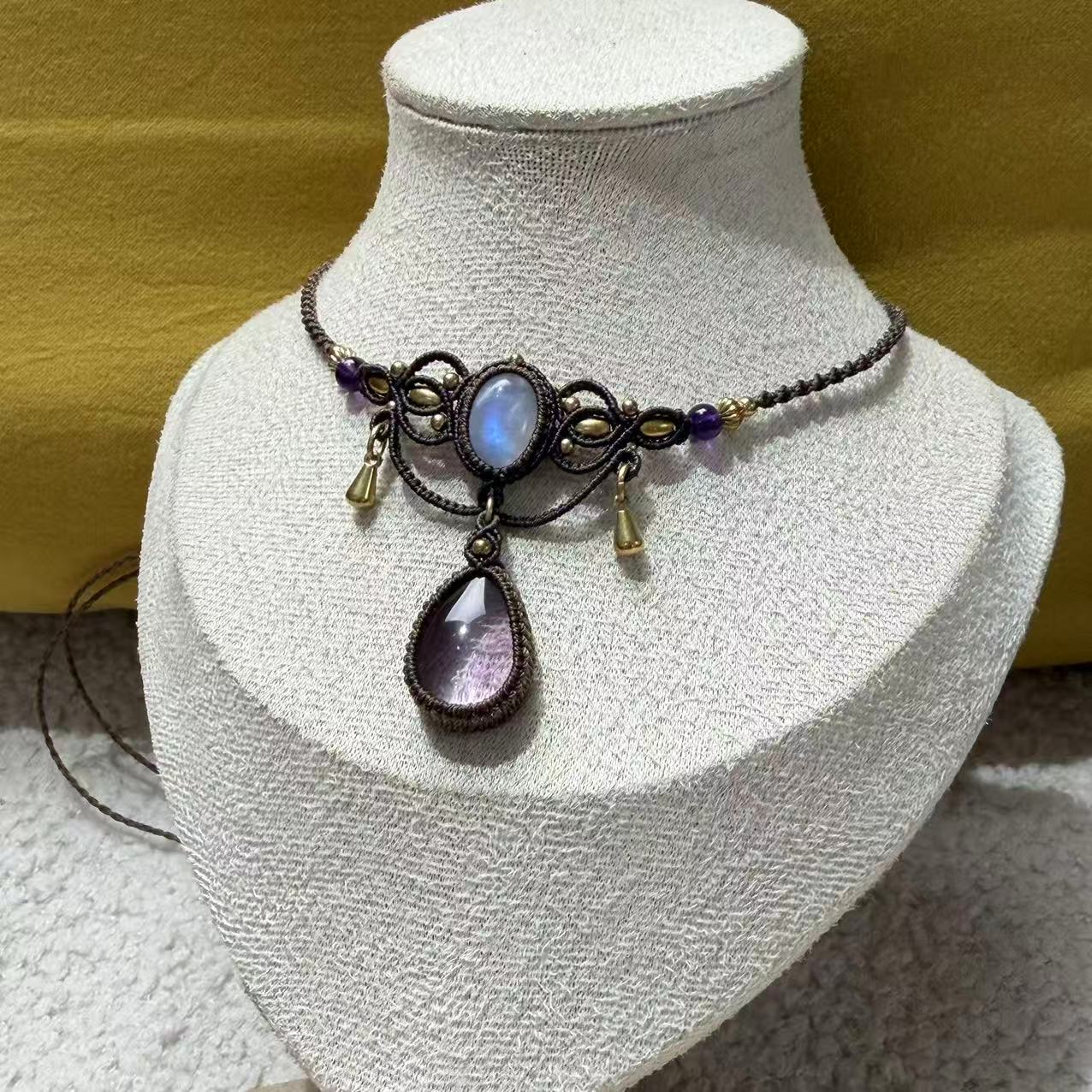 Moonstone & Amethyst Necklace, One of a Kind