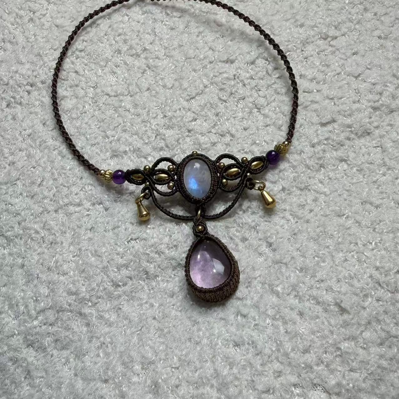 Moonstone & Amethyst Necklace, One of a Kind