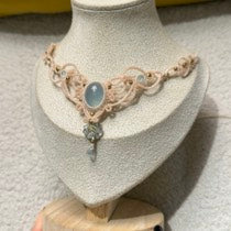 Aquamarine Braided Rope Necklace, Only One Piece Available