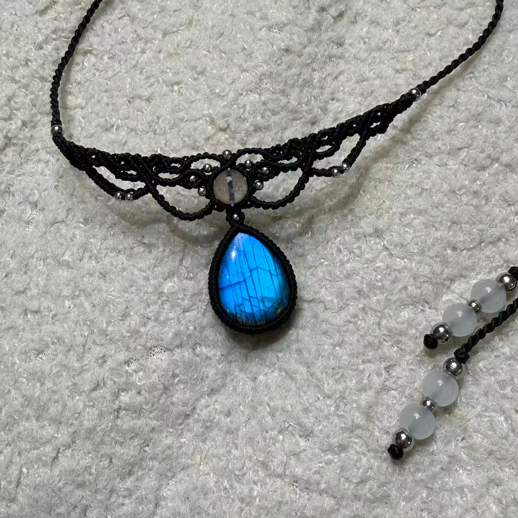 Blue Teardrop Labradorite Necklace, One of a Kind