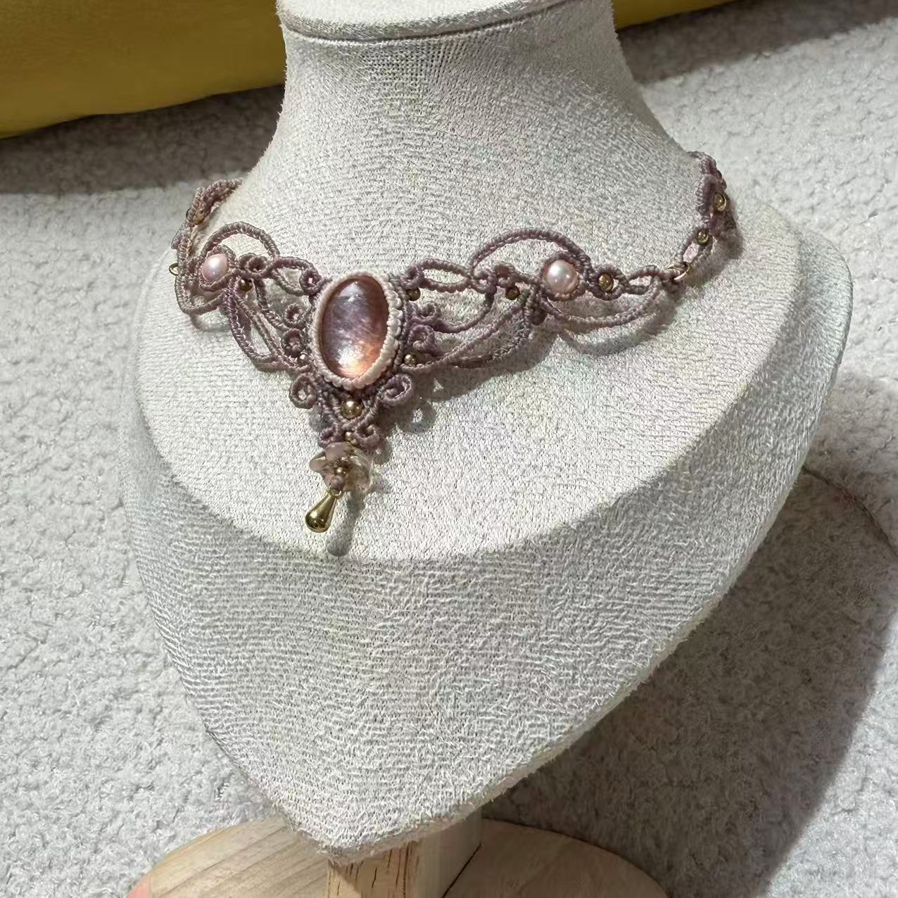 Pink Lepidolite Braided Necklace