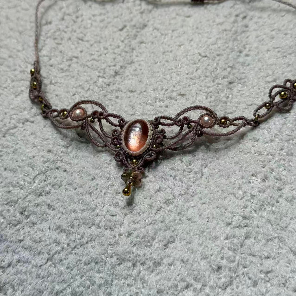 Pink Lepidolite Braided Necklace