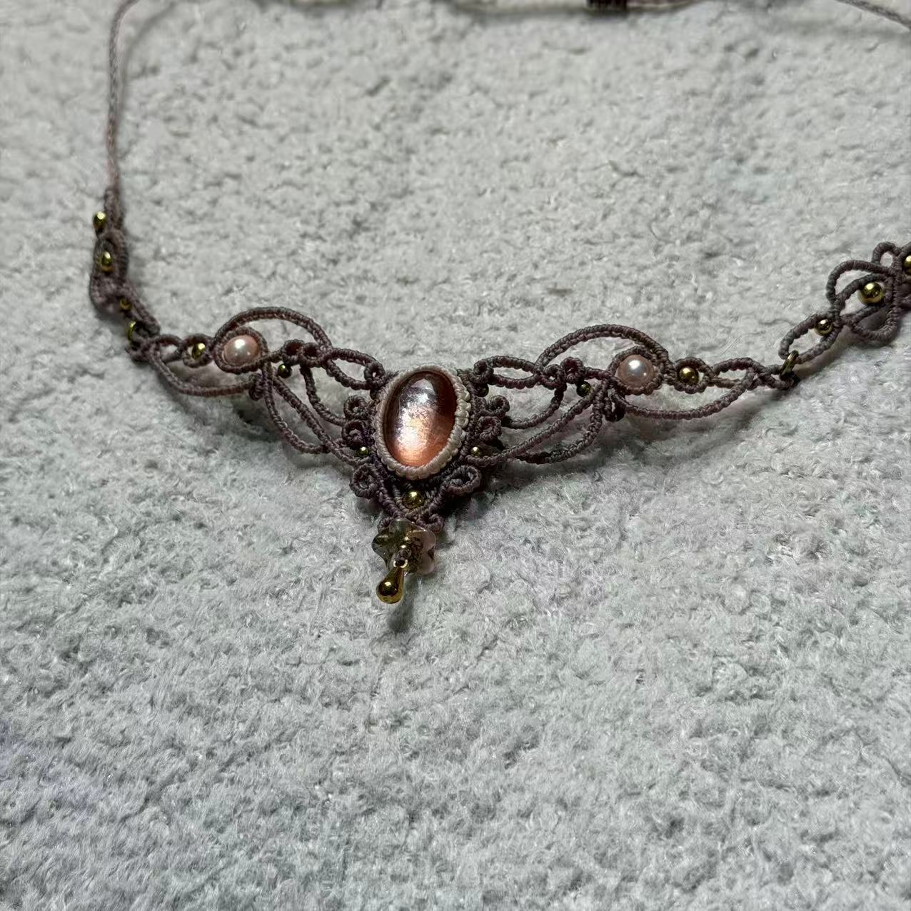 Pink Lepidolite Braided Necklace